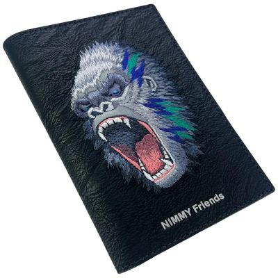 5. Nimmy Raptor Gorilla Reisepass-/Brieftaschenhülle, Schwarz