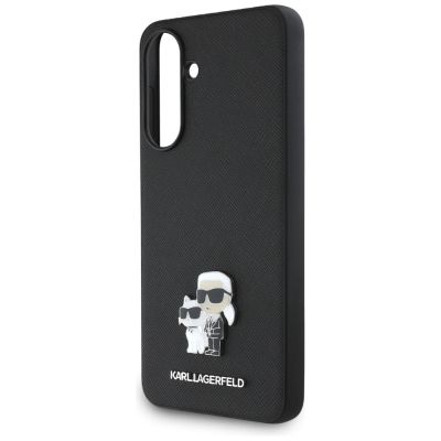 5. Karl Lagerfeld Saffiano-Hülle mit K&C-Metalllogo für Samsung Galaxy A36, Schwarz