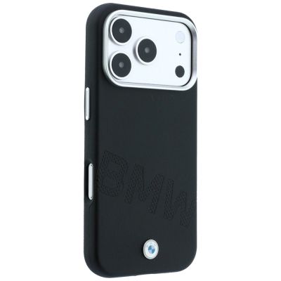 4. BMW Logo mit schrägen Prägebuchstaben, MagSafe-Hülle für iPhone 18 Pro Max / 17 Pro Max – Schwarz