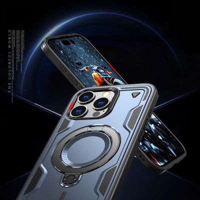 6. Hybrid Armor Trendige Hülle mit MagSafe für iPhone 16 Pro Max – Blau