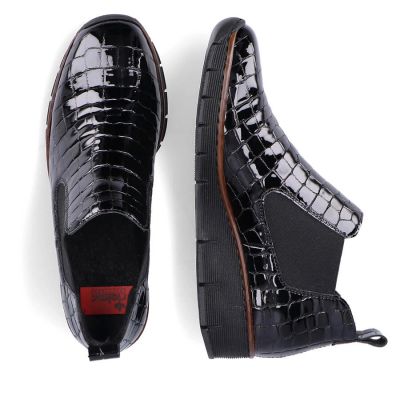 64. Rieker W R474 Schlangenleder Stiefeletten schwarz