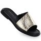 Damen-Flip-Flops aus goldfarbenem Leder, Vinceza 66914