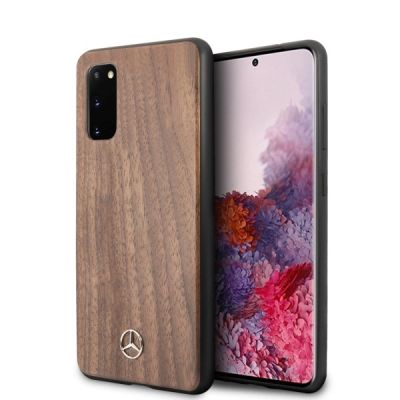 Mercedes Wood Line Walnut Case für Samsung Galaxy S20 - Braun