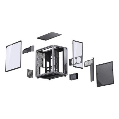 47. Jonsbo X400 PC-Gehäuse, Midi-Tower, ATX, gehärtetes Glas – grau
