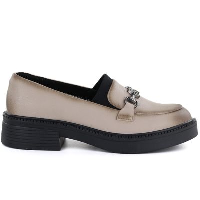 2. Damen-Lederslipper mit dicken Sohlen, beige Vinceza 39985