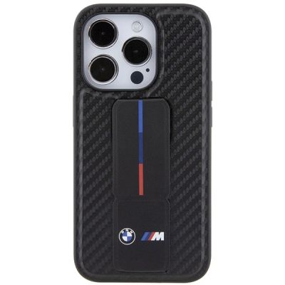 4. BMW Grip Stand Smooth & Carbon Hülle für iPhone 15 Pro – schwarz