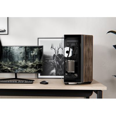 APNX V1 PC-Gehäuse, Midi-Tower, ATX, gehärtetes Glas, Holz, schwarz