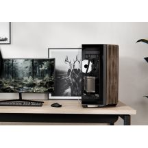 APNX V1 PC-Gehäuse, Midi-Tower, ATX, gehärtetes Glas, Holz, schwarz