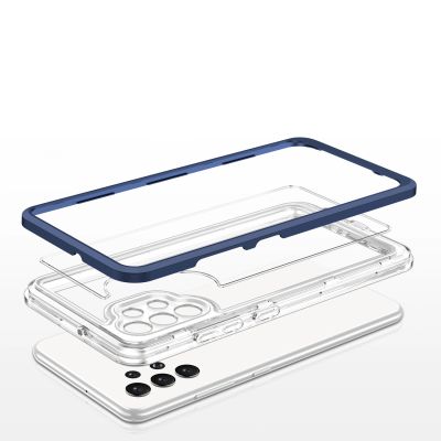 5. Klare 3in1 Hülle für Samsung Galaxy A72 4G Frame Gel Cover Blau