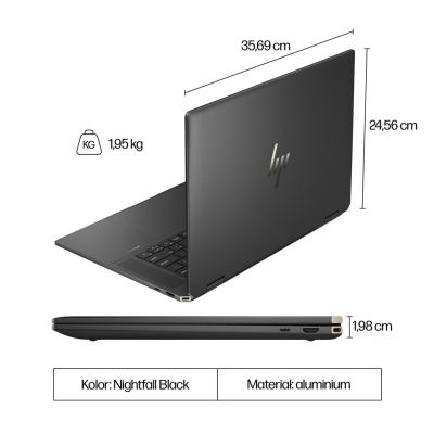 10. HP Spectre x360 16-aa0233nw Ultra 7 155H 16" 2,8K OLED-Touchscreen (120 Hz), 16 GB DDR5-6400-RAM, 1 TB SSD, RTX 4050 (6 GB), 9-MP-Kamera, 83-Wh-Akku, Windows 11 Pro (2 Jahre Garantie)