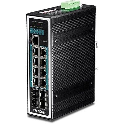 TRENDnet 12-Port Gigabit Managed L2+ PoE+ Metal Industrial Switch