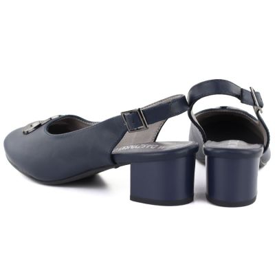 4. Marineblaue Damen-Pumps mit offenem Absatz, Modell M.Daszyński SA233-4