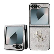 Guess Leder 4G Metall-Logo-Hülle für Samsung Galaxy Z Flip 6 – Rosa