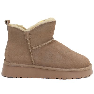 2. Damen-Lederstiefeletten mit beiger Plateau-Schneestiefelsohle Vinceza 97961