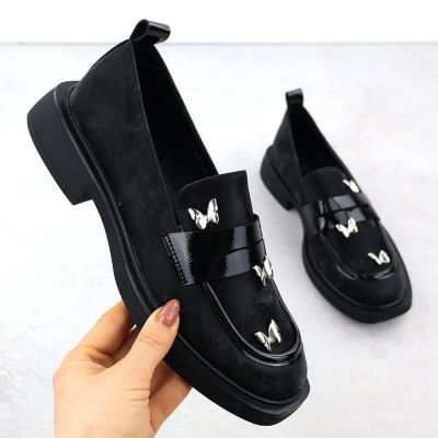 2. Damen-Loafer mit Schmetterlingsmotiv, schwarz, Potocki SZ12650