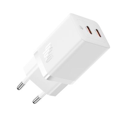 Baseus GaN5 Pro 40W 2xUSB-C Wandladegerät – Weiß