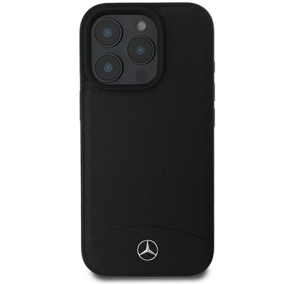 3. Mercedes MagSafe-Hülle aus strukturiertem und glattem Leder für iPhone 16 Pro – Schwarz