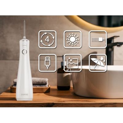7. ELDOM Bewässerungsgerät RY200B, 230 ml, wiederaufladbar, weiß, Betriebszeit 60 Min., Ladezeit ca. 6 Std., IPX7, Reiseetui, USB-Kabel
