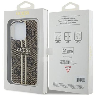 8. Guess IML 4G Gold Stripe Hülle für iPhone 15 Pro – braun