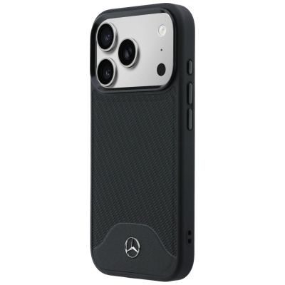 2. Mercedes Leder-Holzoptik- und Curve MagSafe-Hülle für iPhone 17 Pro – Schwarz