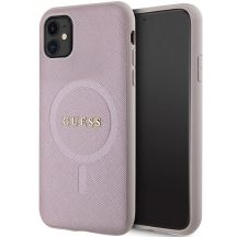 Guess GUHMN61PSAHMCP Hülle für iPhone 11 / Xr – rosa Saffiano MagSafe