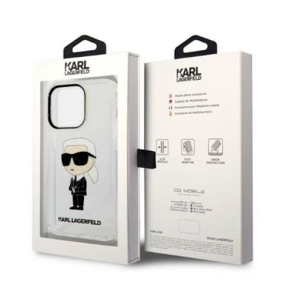 8. Karl Lagerfeld Ikonik Karl Hülle für iPhone 14 Pro Max – transparent