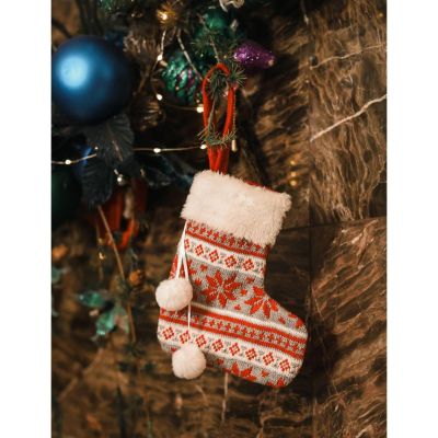 4. Grauer Geschenksocken-Anhänger, 16 x 19 cm