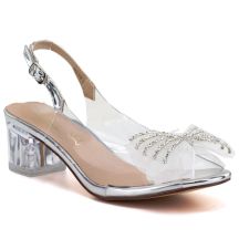 Transparente Sandalen mit dekorativem Absatz in Silber D&A MR62-9106