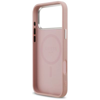 7. Guess Glitzer-Dreieck-Logo MagSafe Hülle für iPhone 17 Pro Max - Pink