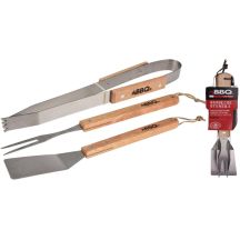 3-in-1 Grillbesteck-Set mit Holzgriff