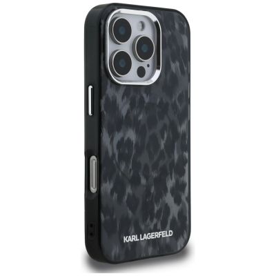 4. Karl Lagerfeld IML MagSafe-Hülle mit Leopardenmuster für iPhone 16 Pro Max – Schwarz