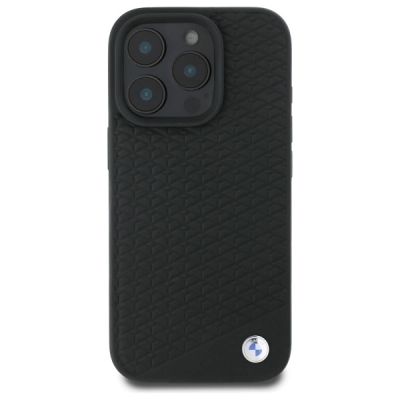 3. BMW Sign Leather Diamond Metal Logo MagSafe-Hülle für iPhone 16 Pro – Schwarz