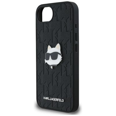 6. Karl Lagerfeld Monogramm Choupette Kopf Pin iPhone 16e Hülle - Schwarz