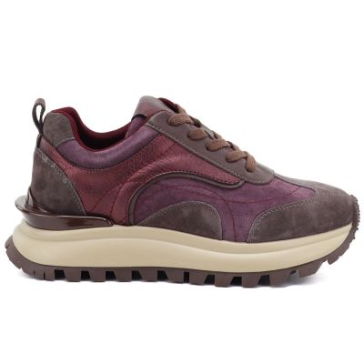 6. Leder-Plateau-Sneaker, burgunderrot, Artiker 59C0009