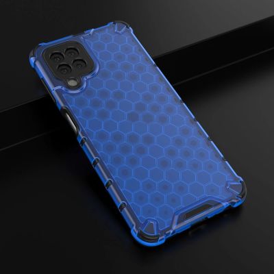 14. Honeycomb Handyhülle Schutzhülle mit TPU Rahmen für Samsung Galaxy A22 4G blau