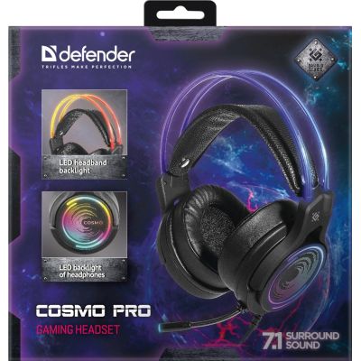 8. DEFENDER On-Ear-Kopfhörer mit Mikrofon Cosmo Pro 7.1 RGB-Hintergrundbeleuchtung 64536