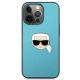3. Karl Lagerfeld KLHCP13XPKMB iPhone 13 Pro Max 6,7" niebieski/blue hardcase Leather Ikonik Karl`s Head Metal