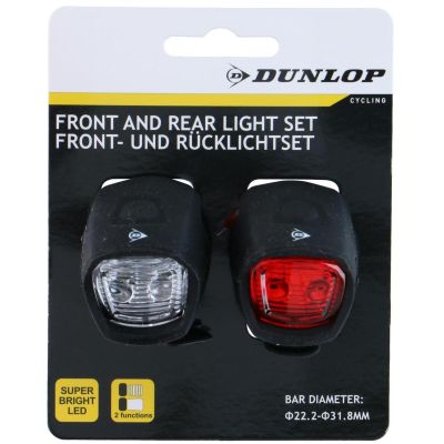 2. Schwarzes Dunlop Silikon-LED-Fahrradbeleuchtungsset für vorne und hinten