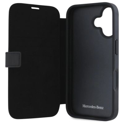 7. Mercedes-Leder-Holzimitat-Hülle für iPhone 16 – Schwarz