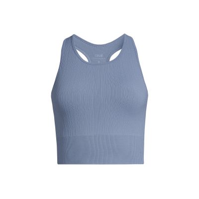 CASALL Multi Rib Seamless Padded Sport Top blau