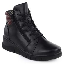 Schwarze Damen-Lederstiefeletten mit Keilabsatz Vinceza 39963