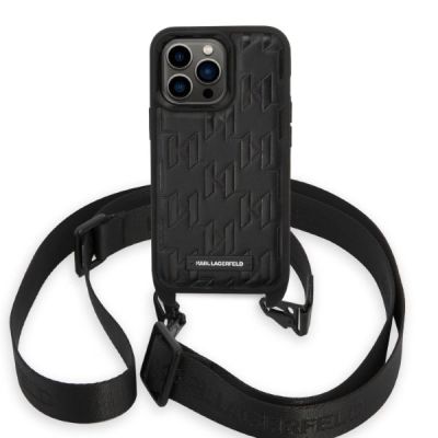 2. Karl Lagerfeld KLHCP14LSTMK iPhone 14 Pro 6.1" Hardcase schwarz/schwarz Monogram Plaque Logo Strap