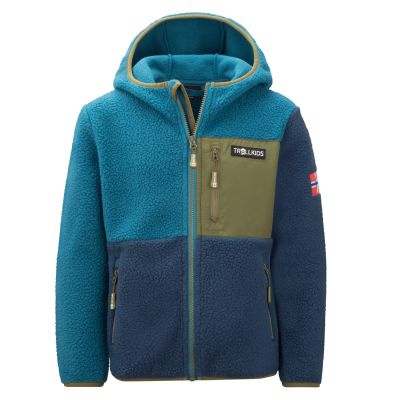 Kinder-Fleecejacke Trollkids Kids Aurlandsfjord Jacket mit Kapuze, blau/dunkelblau (466-104)