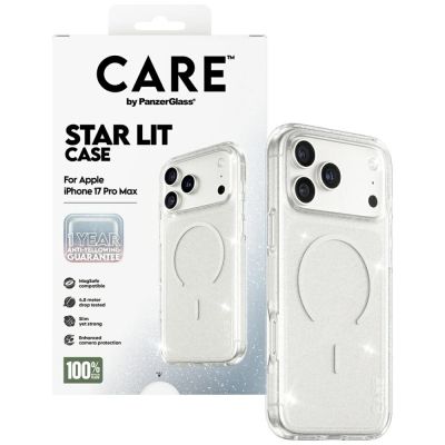 4. CARE by PanzerGlass Flagship Urban Explorer Case mit weißem MagSafe für iPhone 17 Pro Max – Klarer Glitzer
