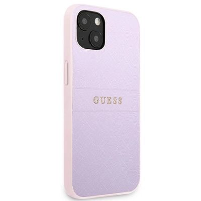 4. Guess GUHCP13SPSASBPU iPhone 13 mini 5,4 "lila / lila Saffiano Hot Stamp & Metalllogo
