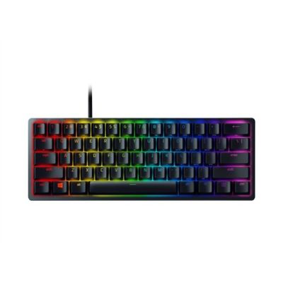 5. Razer Huntsman Mini 60 % Gaming-Tastatur, optomechanische violette Schalter, RGB-LED-Licht, NORD, kabelgebunden