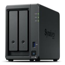 Synology DS725+ NAS, Tower, 2x 2,5"/3,5" SATA + 2x M.2 2280 NVMe SSD; AMD Ryzen R1600; 4 GB DDR4 (max. 32 GB), 1x 1-GbE RJ-45, 1x 2,5-GbE RJ-45, 1x USB 3.2, 65-W-Netzteil
