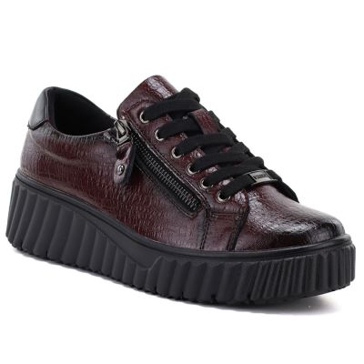 Damen-Plateauschuhe aus Lackleder in Burgunderrot, Vinceza 133134