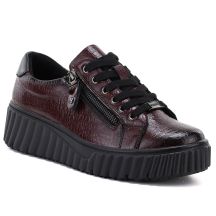 Damen-Plateauschuhe aus Lackleder in Burgunderrot, Vinceza 133134