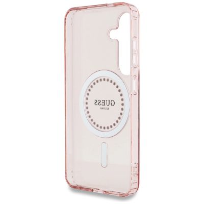 7. Guess Strass-bedruckte MagSafe-Hülle für Samsung Galaxy S25, Pink